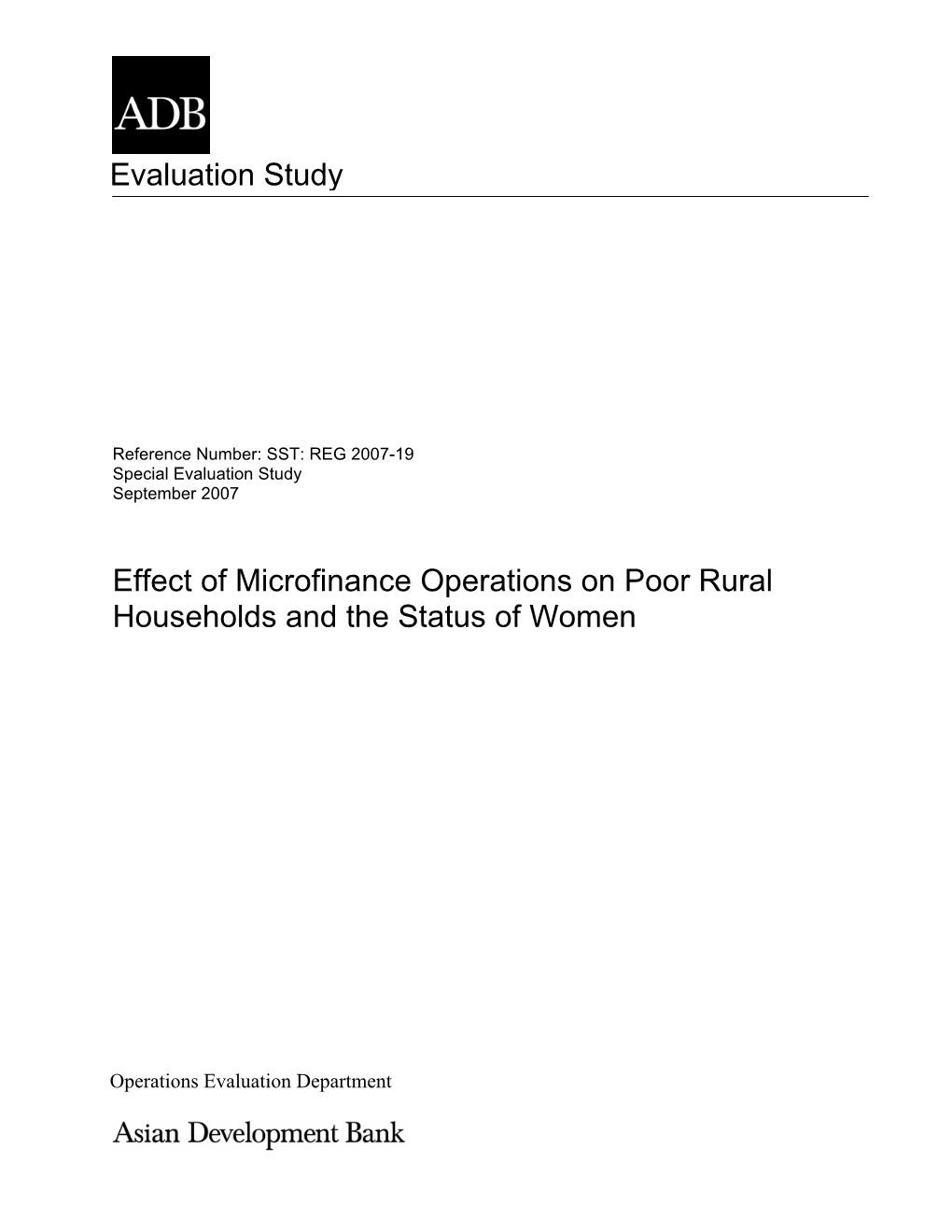 Evaluation on the Effect of Microfinance on Poor Rural