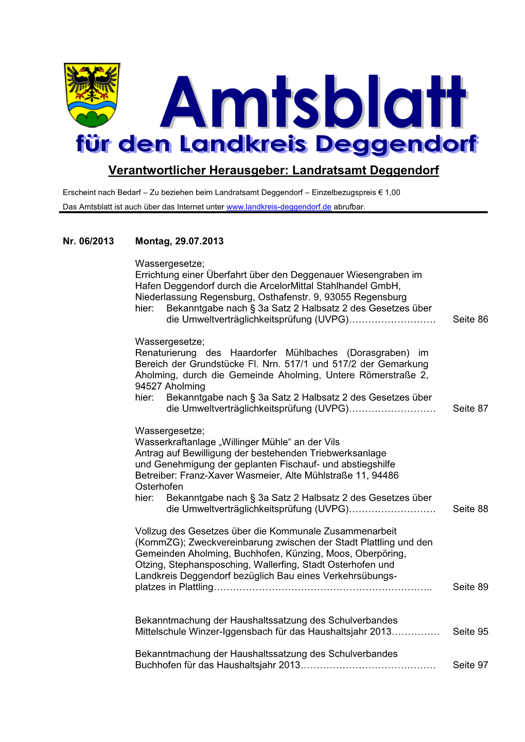 Verantwortlicher Herausgeber: Landratsamt Deggendorf