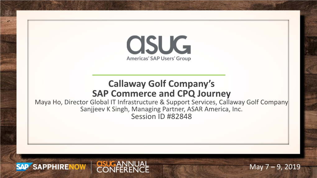 Callaway Golf Company's SAP Commerce and CPQ Journey
