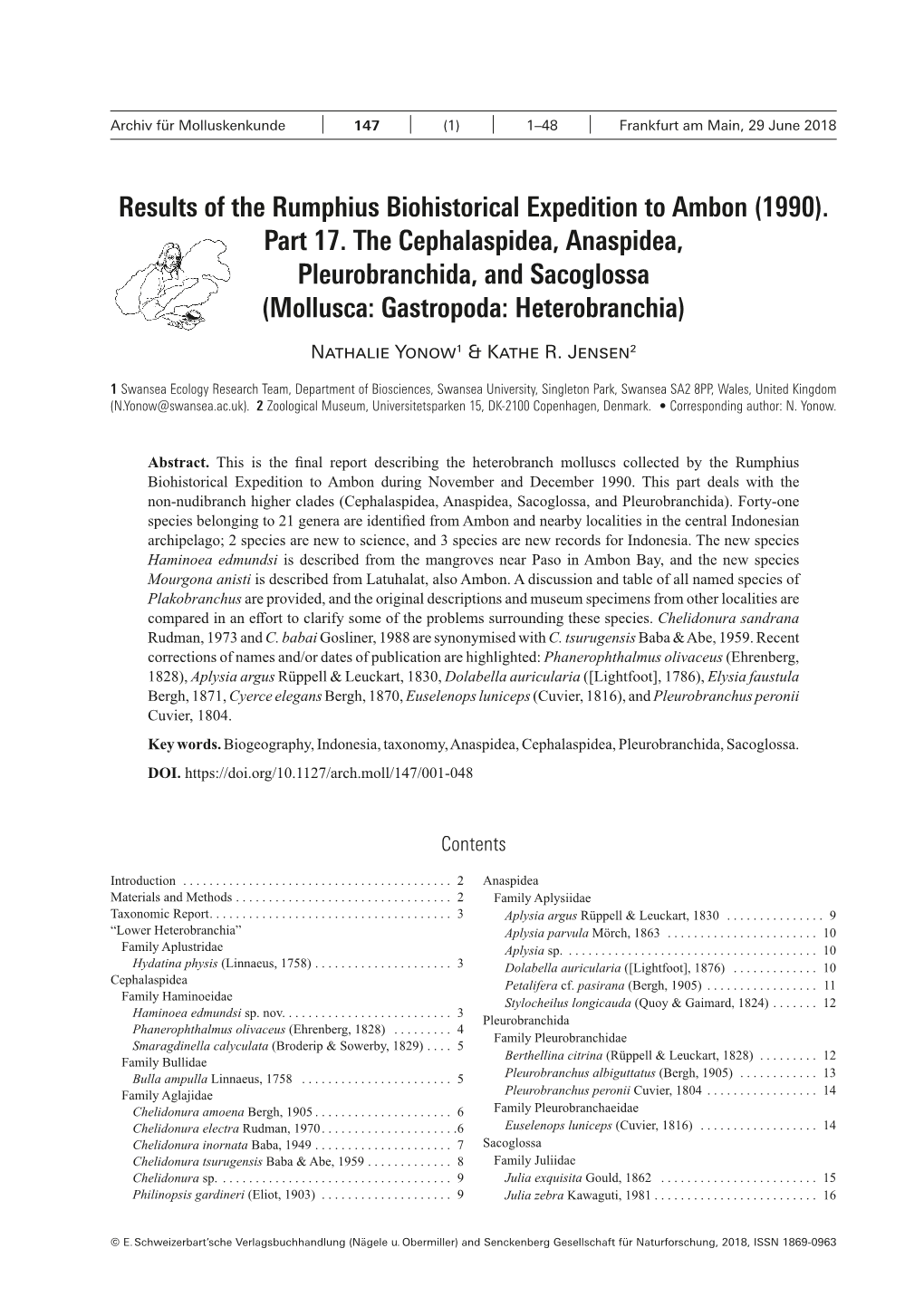 Part 17. the Cephalaspidea, Anaspidea, Pleurobranchida, and Sacoglossa (Mollusca: Gastropoda: Heterobranchia)