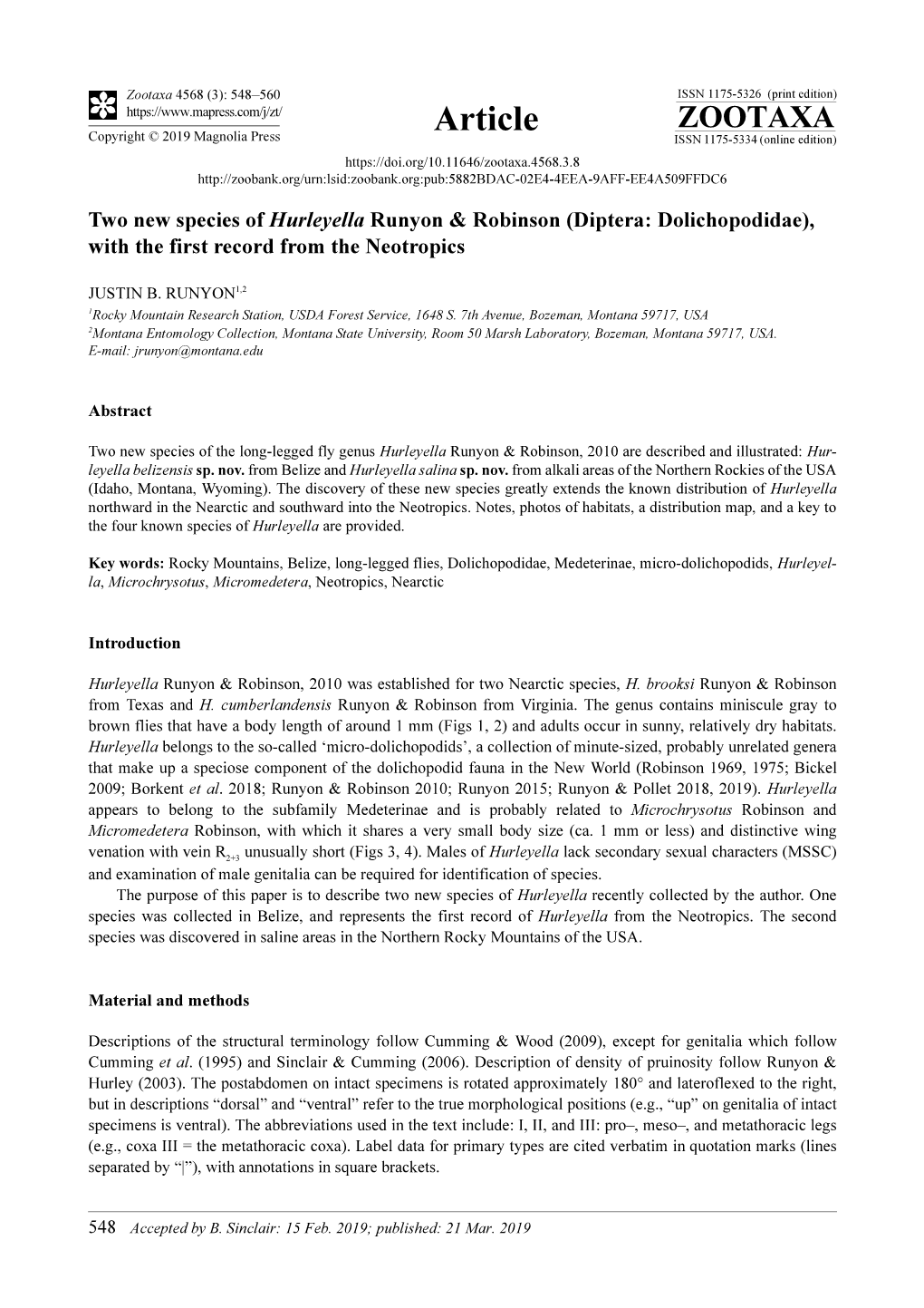 Diptera: Dolichopodidae), with the First Record from the Neotropics