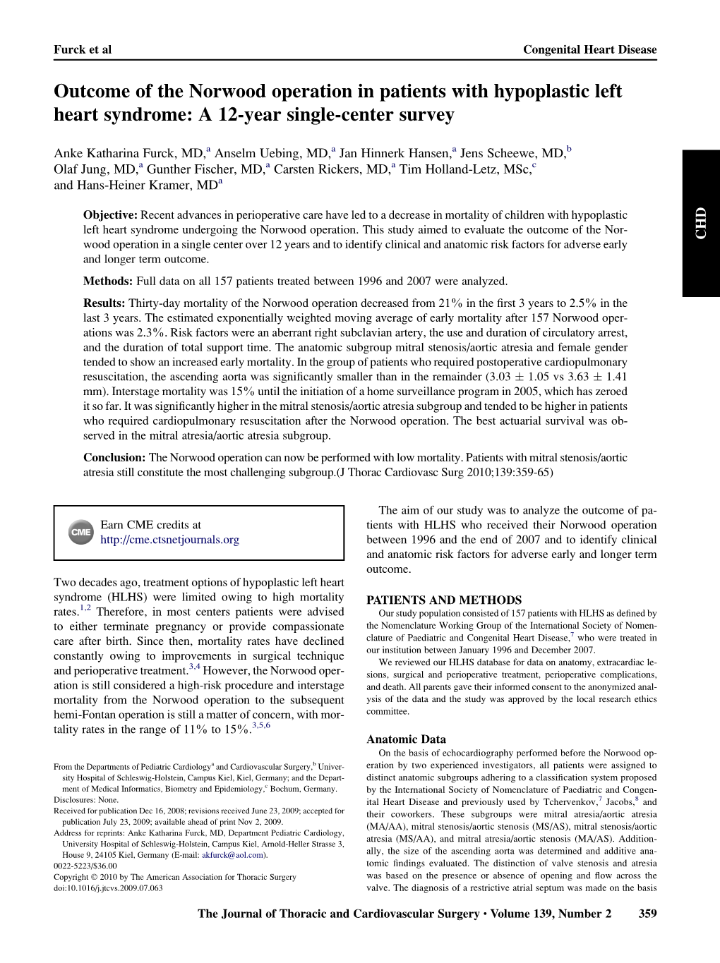 Outcome of the Norwood Operation in Patients with Hypoplastic Left Heart Syndrome: a 12-Year Single-Center Survey