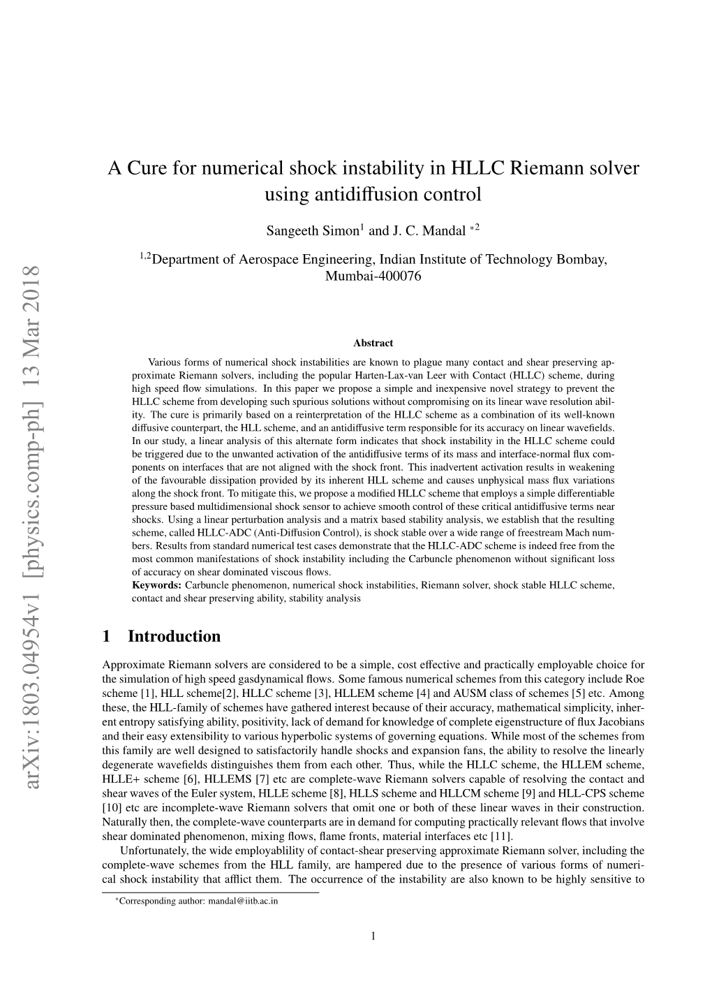 A Cure for Numerical Shock Instability in HLLC Riemann Solver Using Antidiﬀusion Control