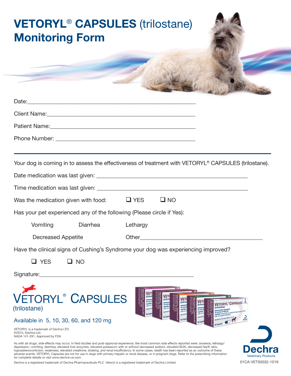 VETORYL® CAPSULES (Trilostane) Monitoring Form