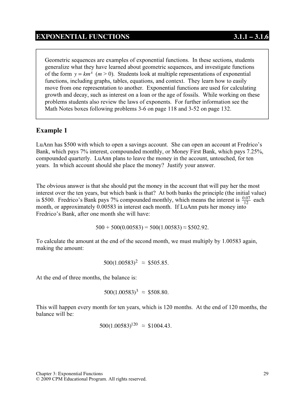 Exponential Functions 3.1.1 – 3.1.6