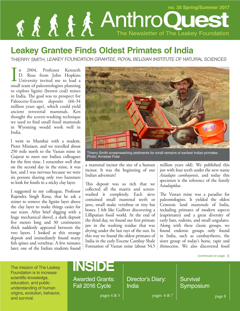 Anthroquest the Newsletter of the Leakey Foundation