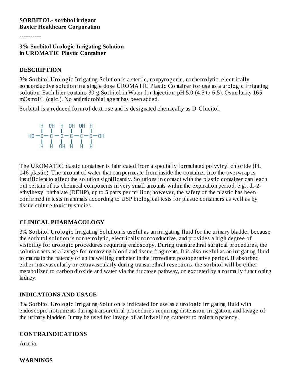 3% Sorbitol Urologic Irrigating Solutionin UROMATIC Plastic