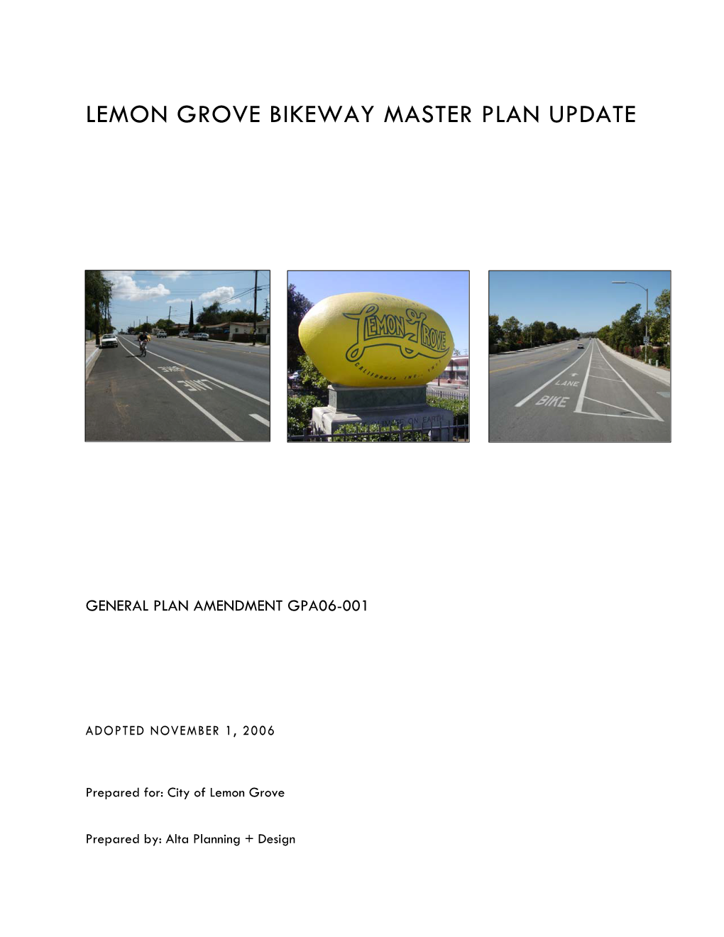 Lemon Grove Bikeway Master Plan Update