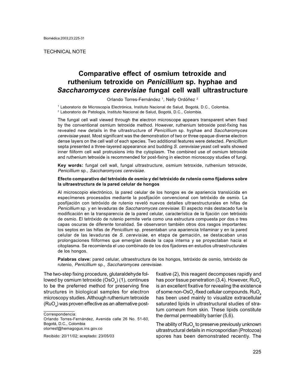 Comparative Effect of Osmium Tetroxide and Ruthenium Tetroxide on Penicillium Sp. Hyphae and Saccharomyces Cerevisiae Fungal