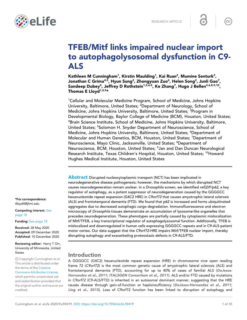 TFEB/Mitf Links Impaired Nuclear Import to Autophagolysosomal