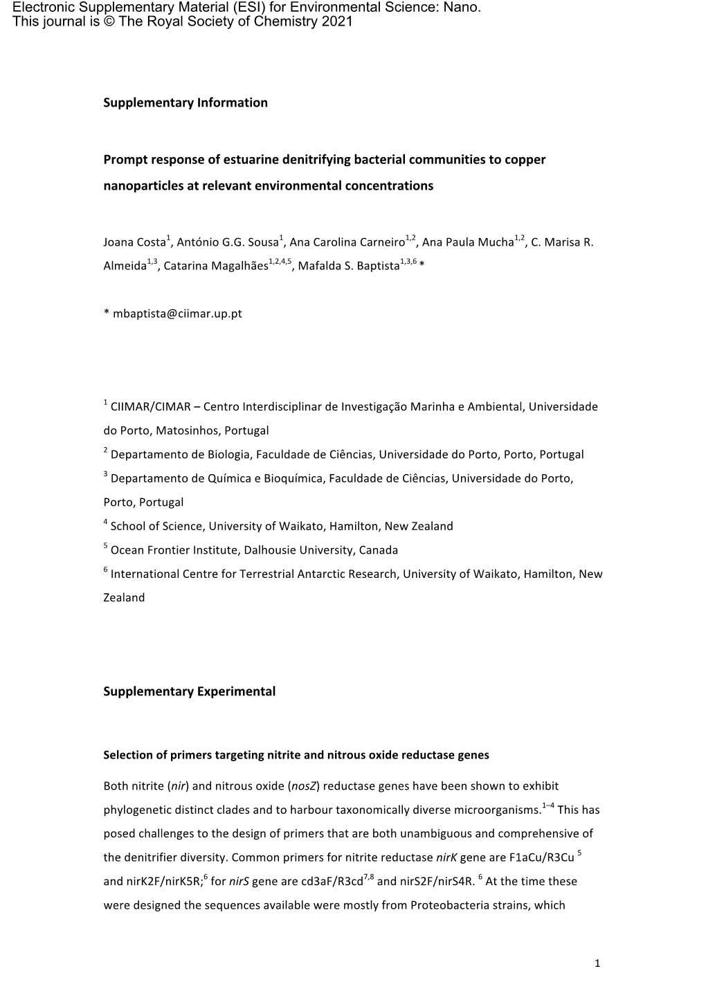 Supplementary Information Prompt Response of Estuarine Denitrifying