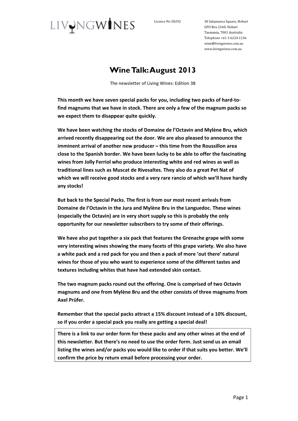 Wine Talk: August 2013