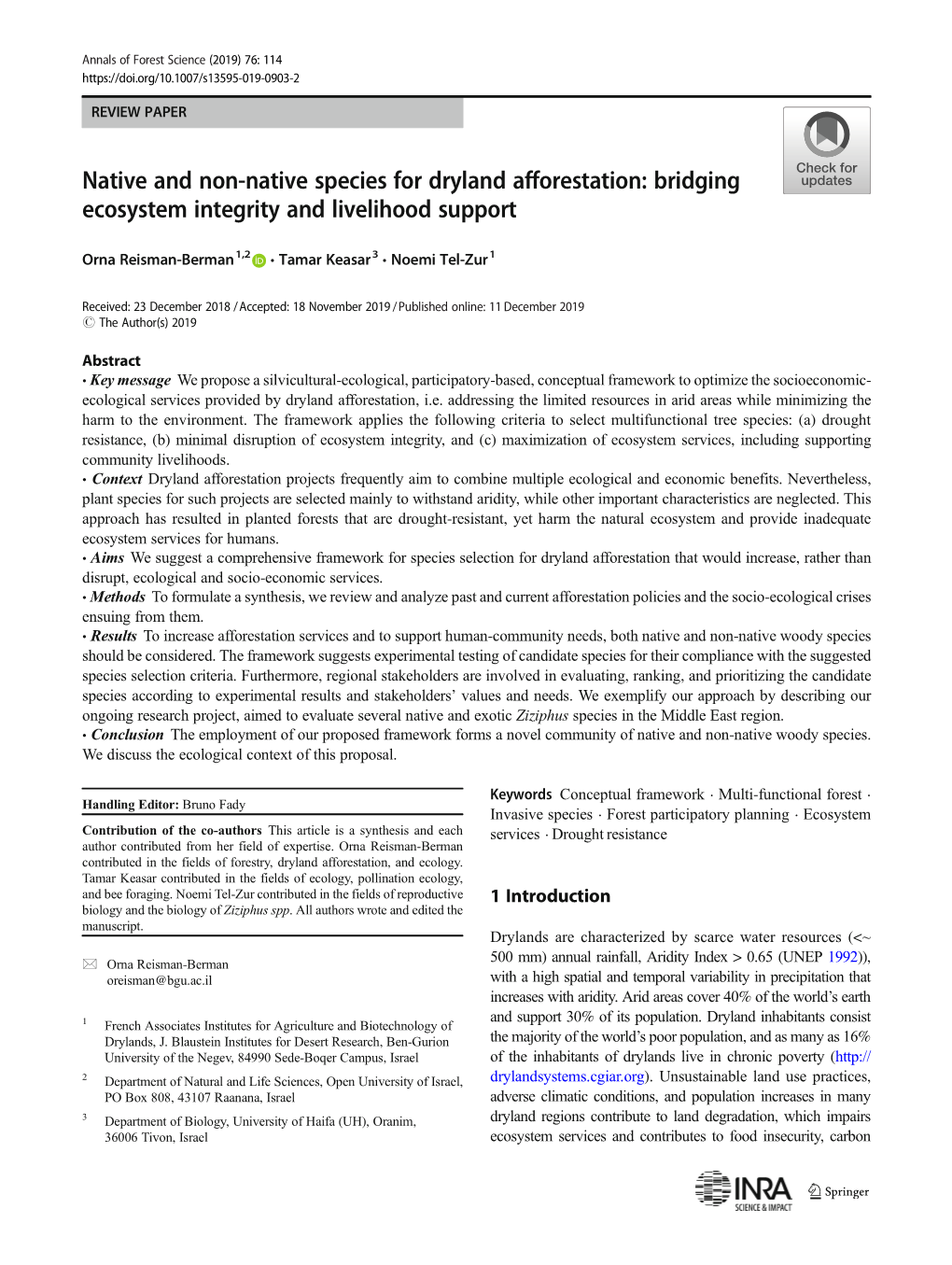 Native and Non-Native Species for Dryland Afforestation: Bridging Ecosystem Integrity and Livelihood Support