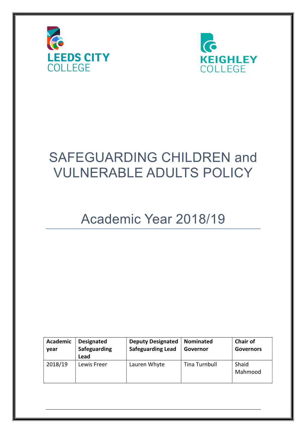 SAFEGUARDING CHILDREN and VULNERABLE ADULTS POLICY