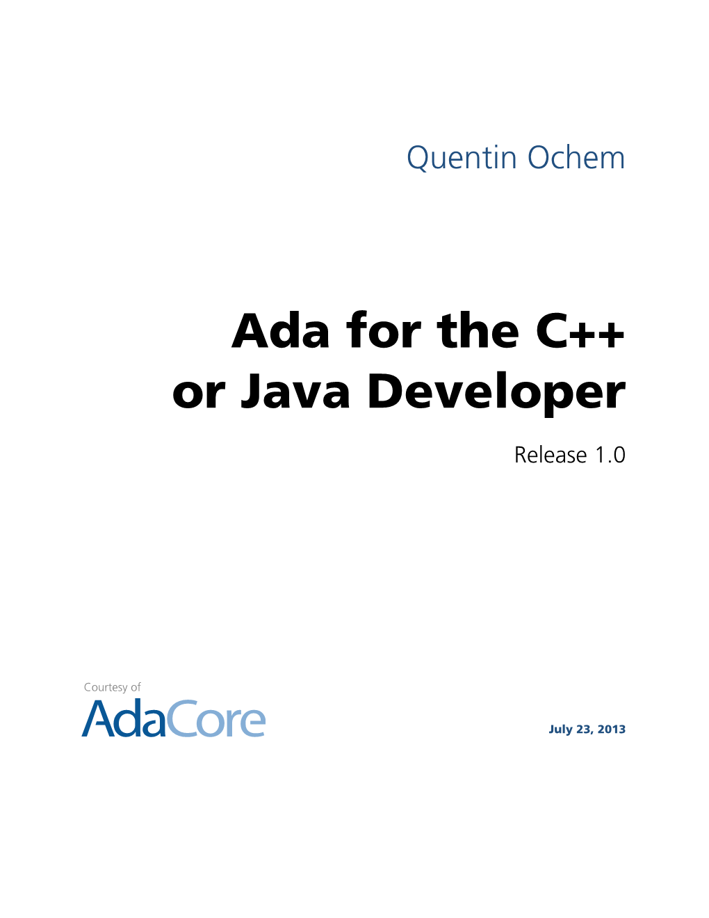 Ada for the C++ Or Java Developer