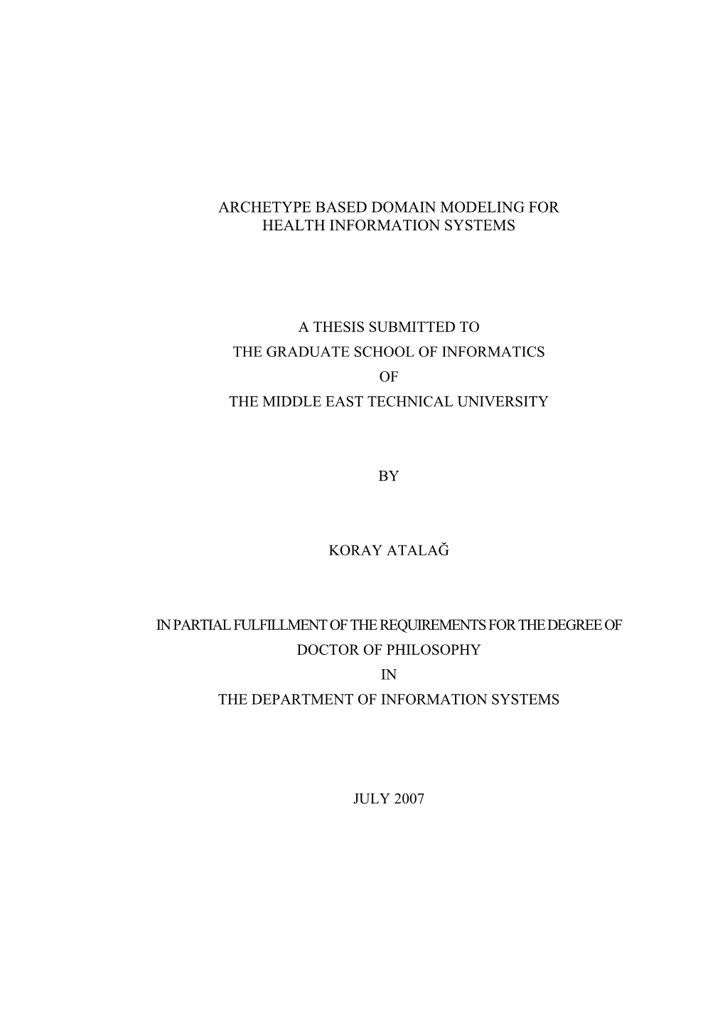 Koray Atalag Ph.D. Thesis 2007