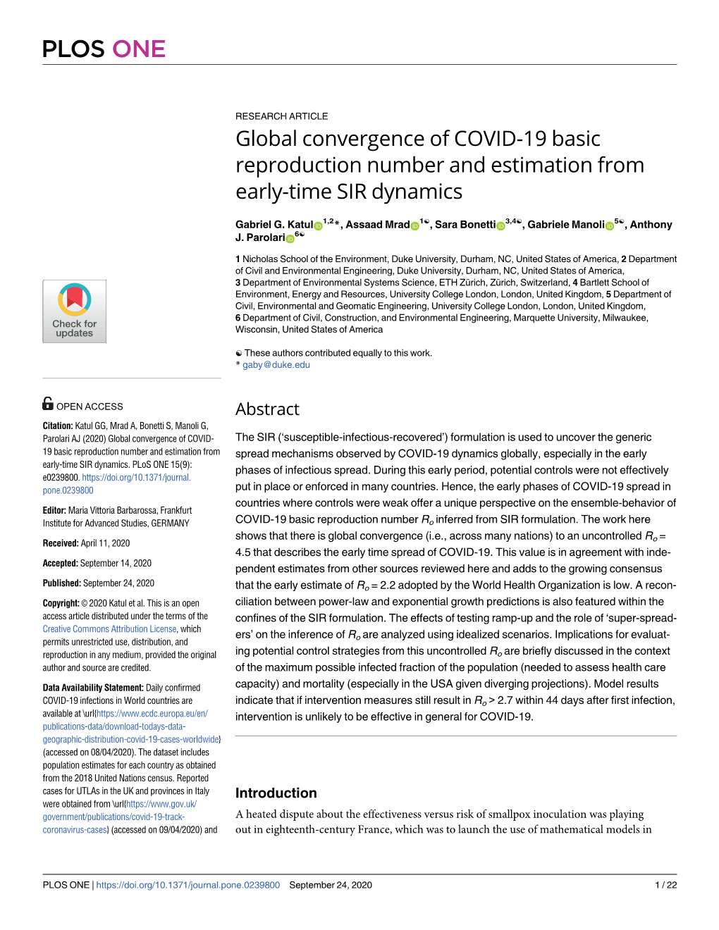 Global Convergence of COVID-19 Basic Reproduction Number and Estimation from Early-Time SIR Dynamics