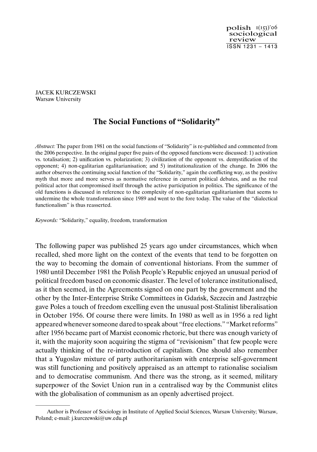 The Social Functions of “Solidarity”