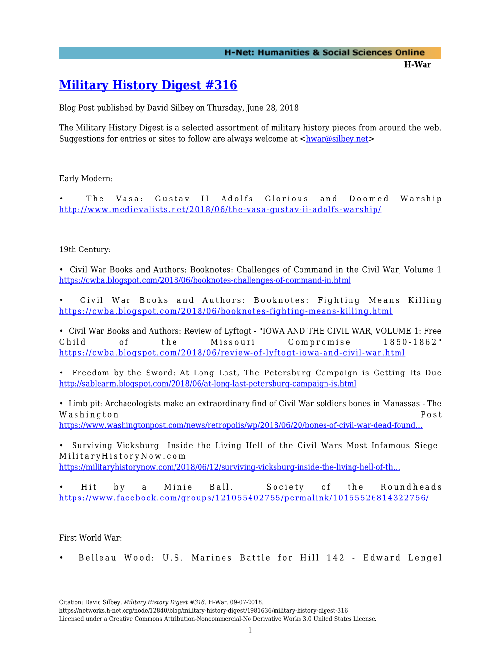 Military History Digest #316