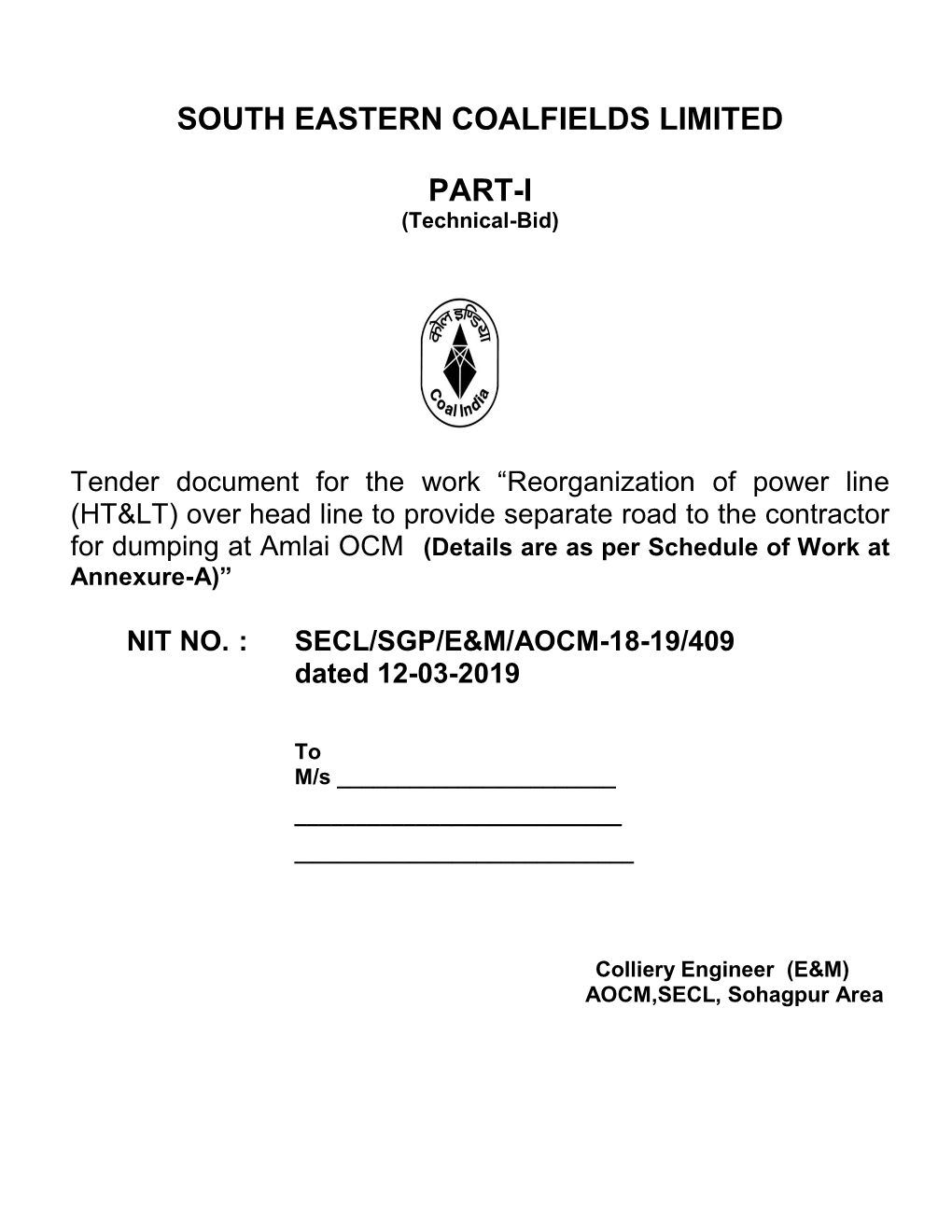 South Eastern Coalfields Limited Part-I