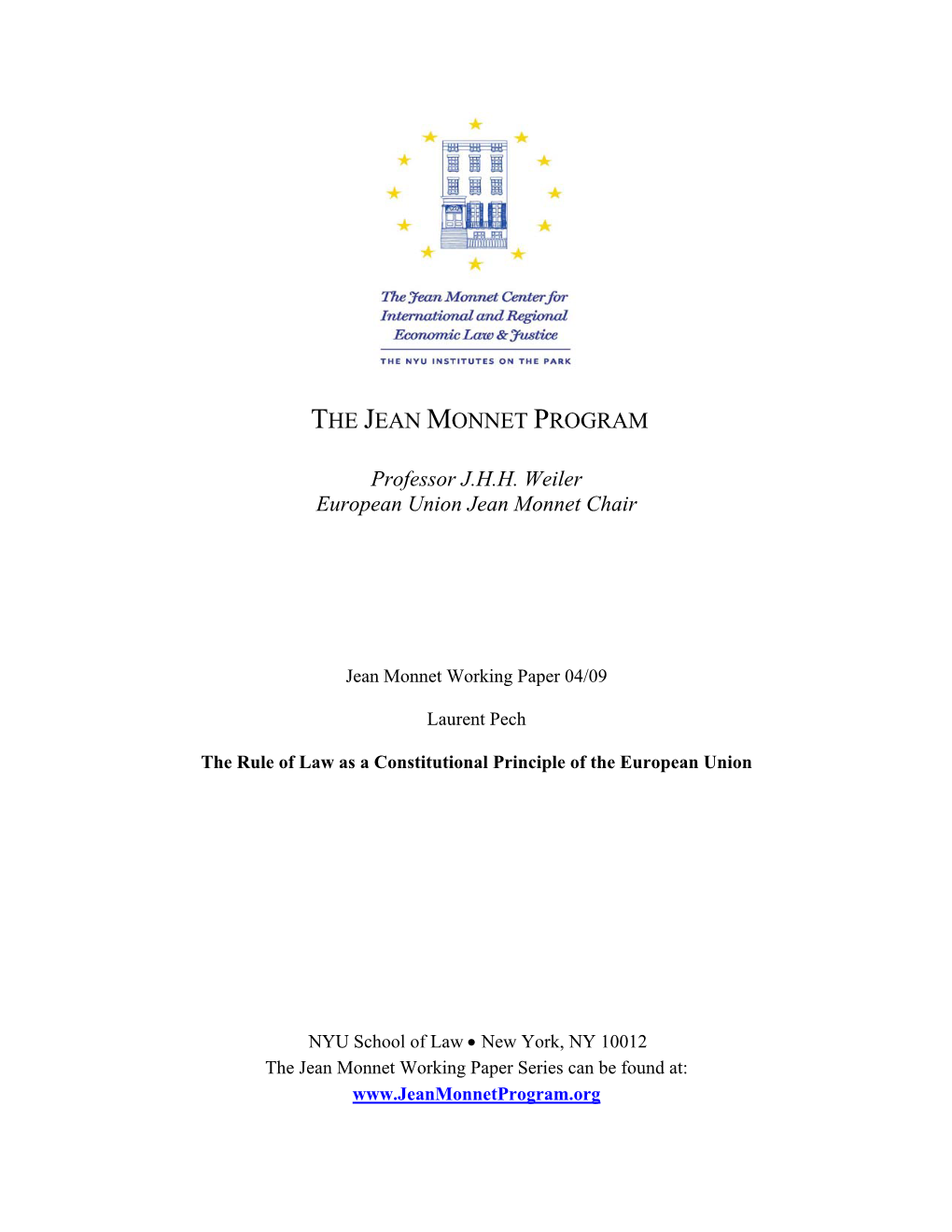 The Rule of Law As a Constitutional Principle of the European Union