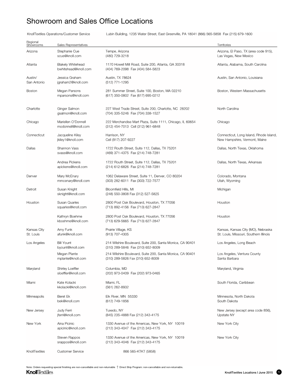 Showroom and Sales Office Locations