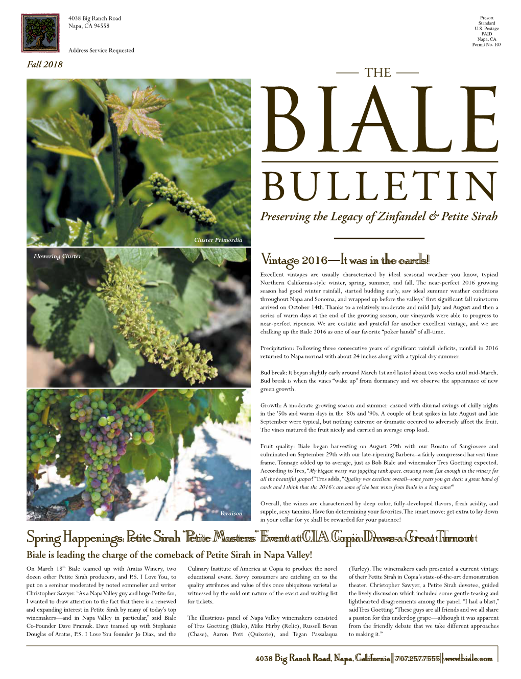 BULLETIN Preserving the Legacy of Zinfandel & Petite Sirah