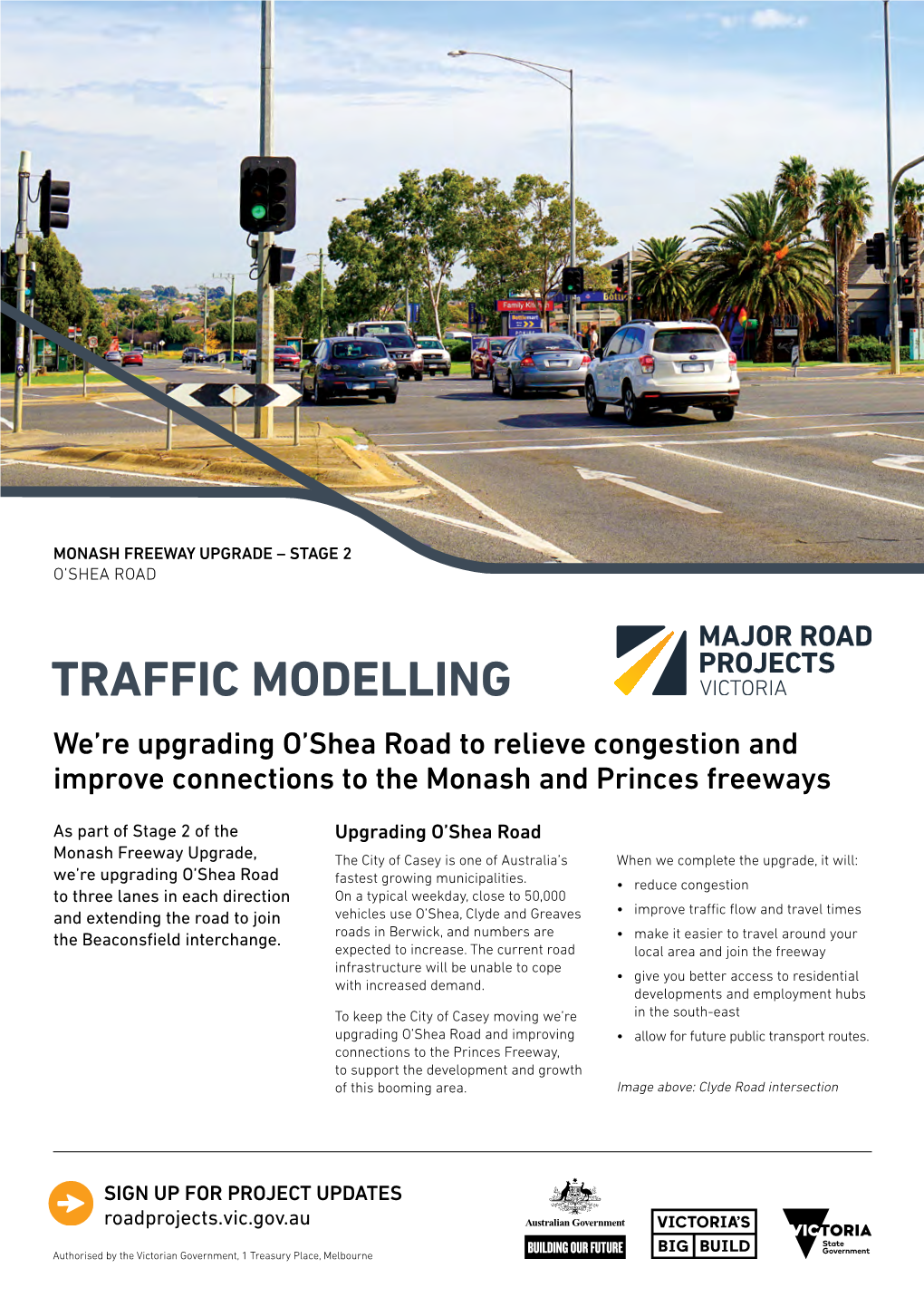 TRAFFIC MODELLING We’Re Upgrading O’Shea Road to Relieve Congestion and Improve Connections to the Monash and Princes Freeways