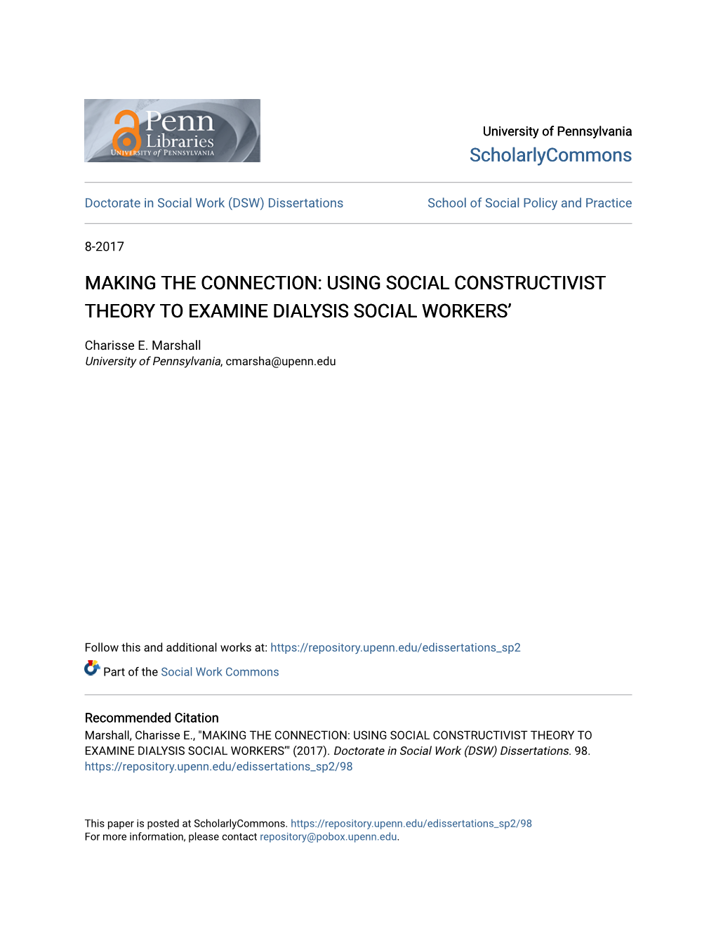 Making the Connection: Using Social Constructivist Theory to Examine Dialysis Social Workers’
