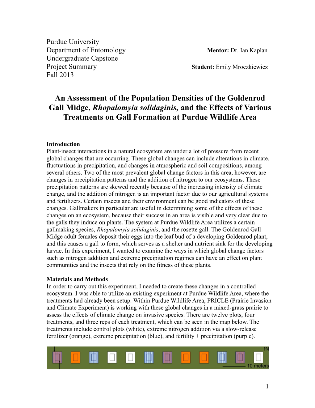 An Assessment of the Population Densities of the Goldenrod Gall