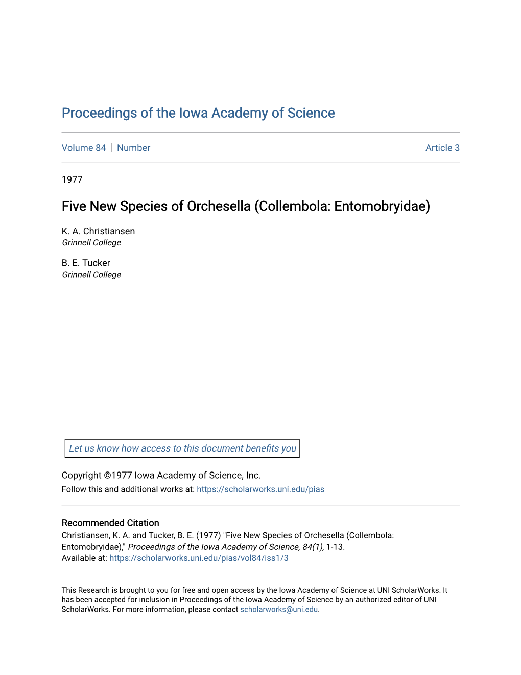 Five New Species of Orchesella (Collembola: Entomobryidae)