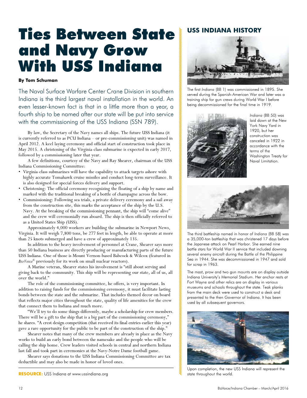 Ties Between State and Navy Grow with USS Indiana