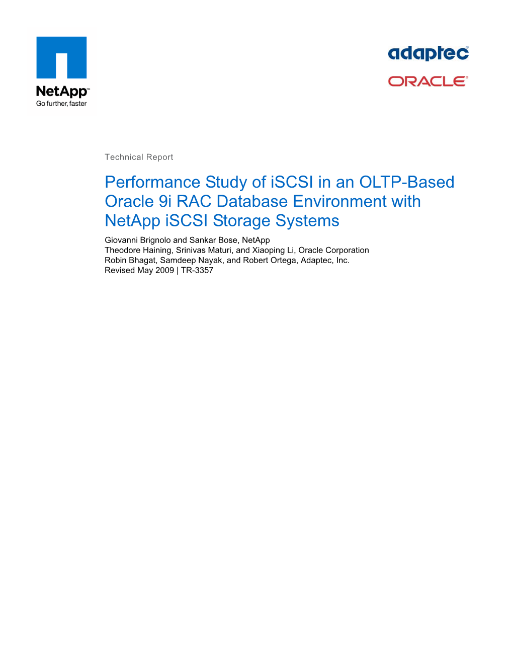 Performance Study of Iscsi in an OLTP-Based Oracle 9I RAC