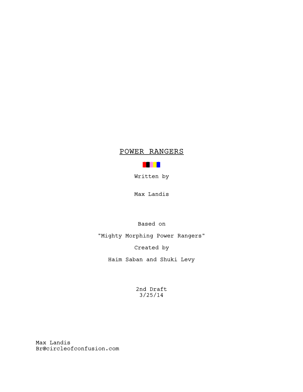 POWER RANGERS 3-25-14 Script