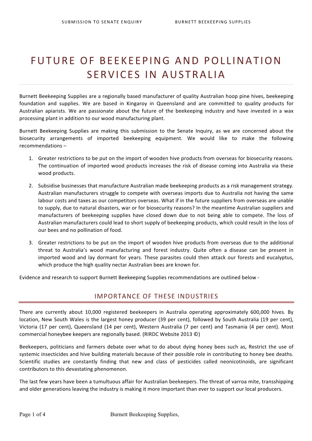 Future of Beekeeping and Pollination Services in Australia