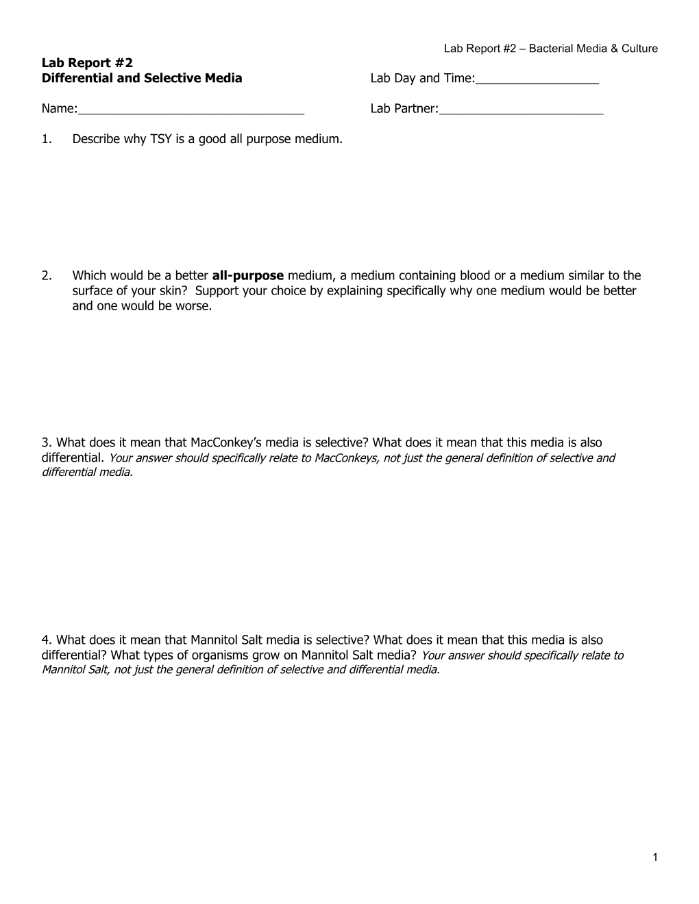 Microbiology Bacterial Growth Media & Culture Laboratory Exercise