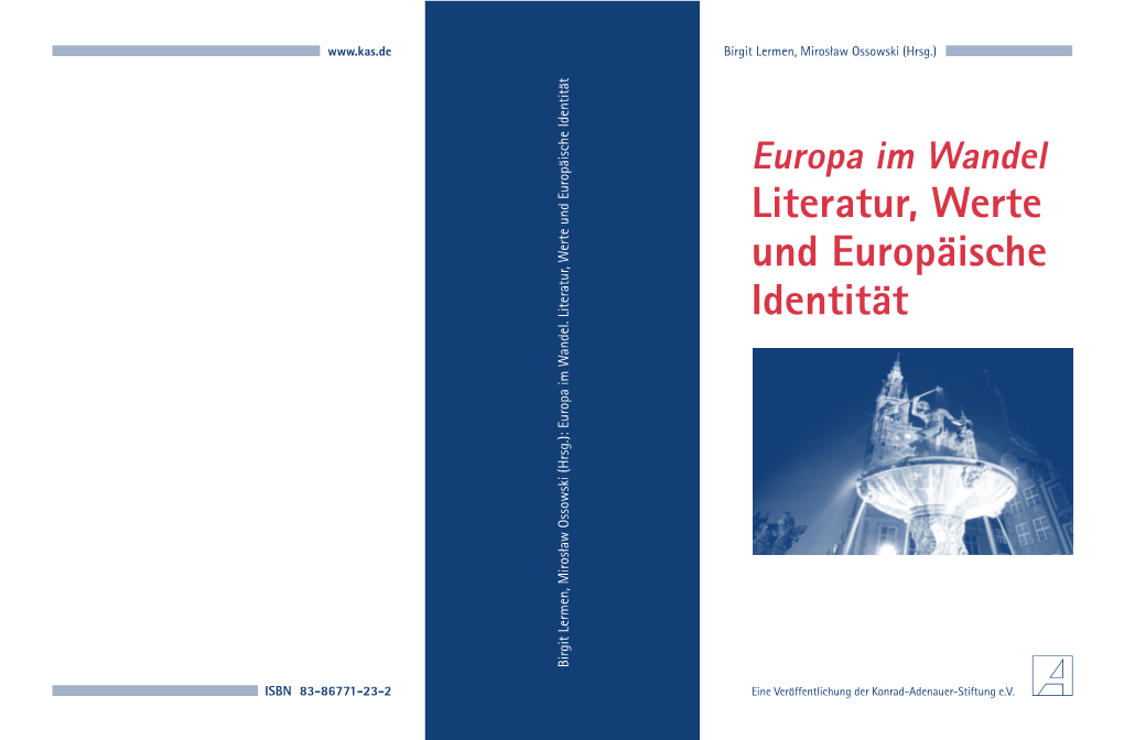 Literatur, Werte Und Europäische Identität Birgit Lermen, Mirosław Ossowski (Hrsg.): Europa Im Wandel