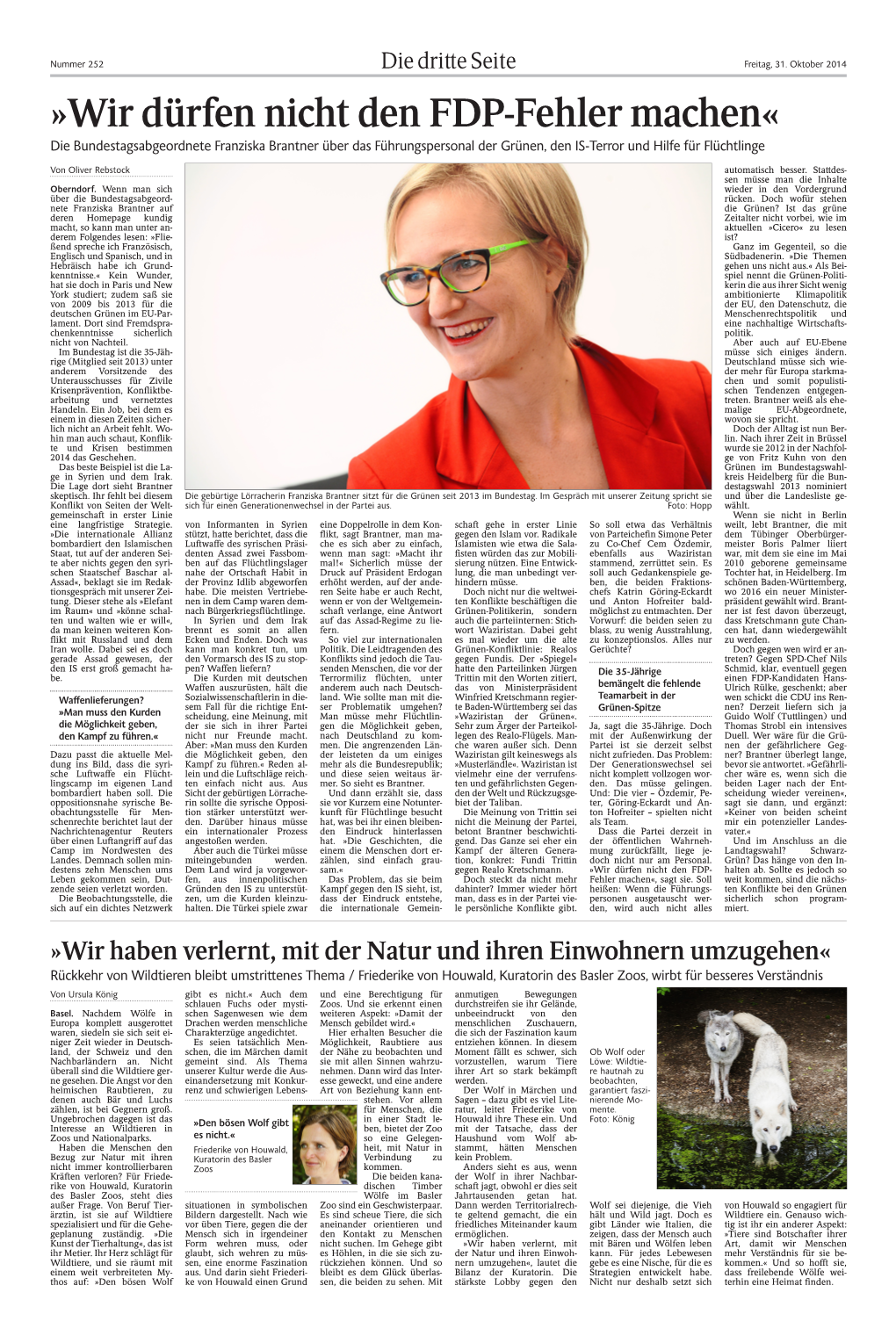 Wir Dürfen Nicht Den FDP-Fehler Machen« Die Bundestagsabgeordnete Franziska Brantner Über Das Führungspersonal Der Grünen, Den IS-Terror Und Hilfe Für Flüchtlinge