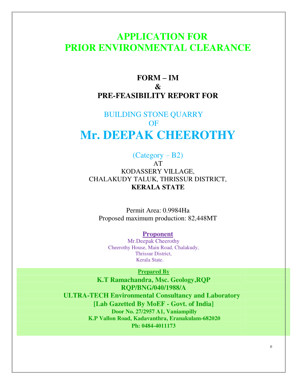 Mr. DEEPAK CHEEROTHY