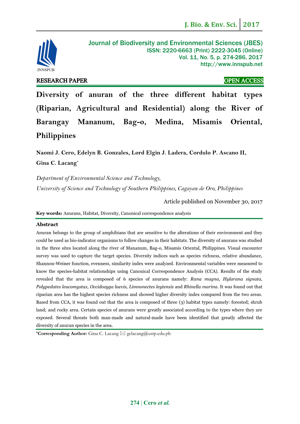 (Riparian, Agricultural and Residential) Along the River of Barangay Mananum, Bag-O, Medina, Misamis Oriental, Philippines