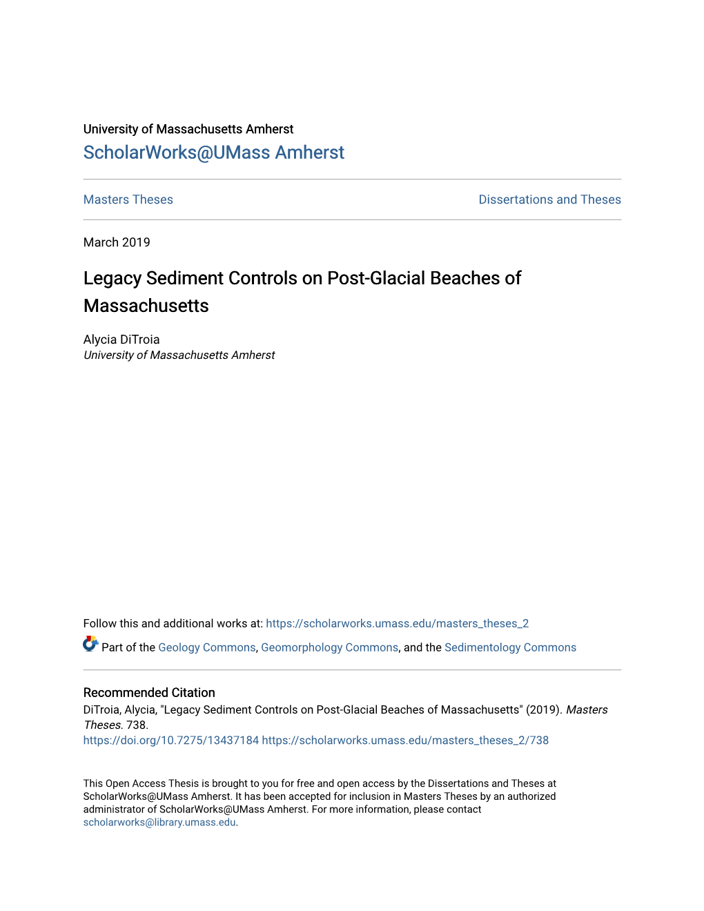 Legacy Sediment Controls on Post-Glacial Beaches of Massachusetts