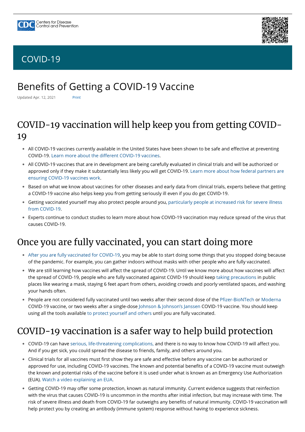 Bene Ts of Getting a COVID-19 Vaccine