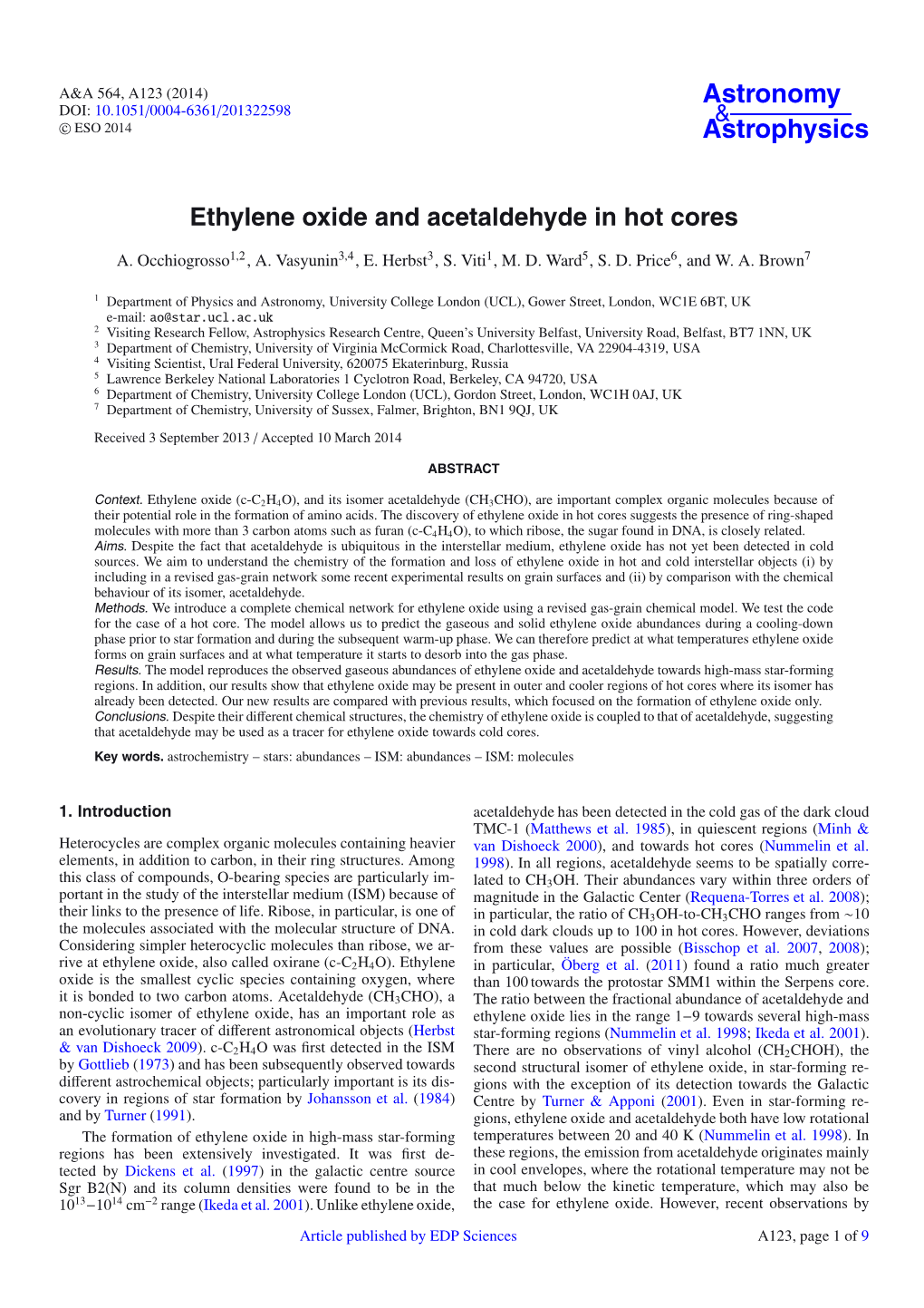 Ethylene Oxide and Acetaldehyde in Hot Cores