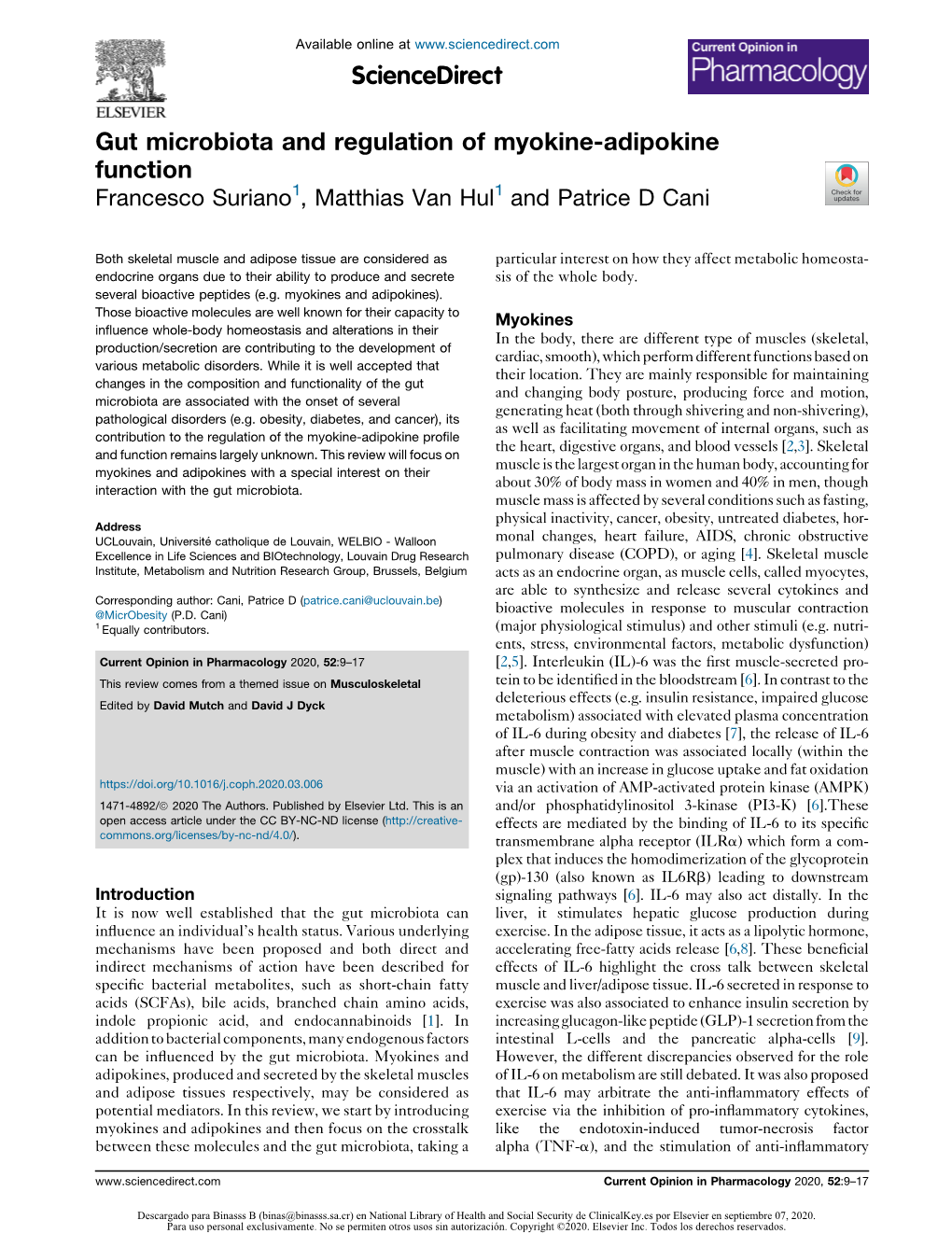 Gut Microbiota and Regulation of Myokine-Adipokine Function