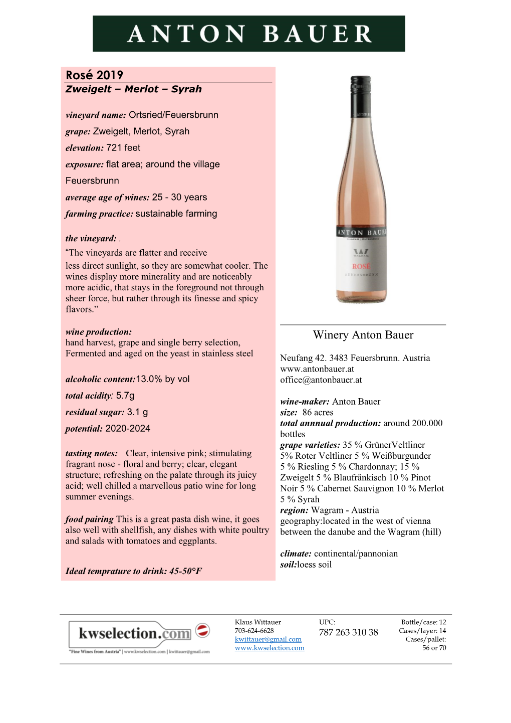 Rosé 2019 Winery Anton Bauer