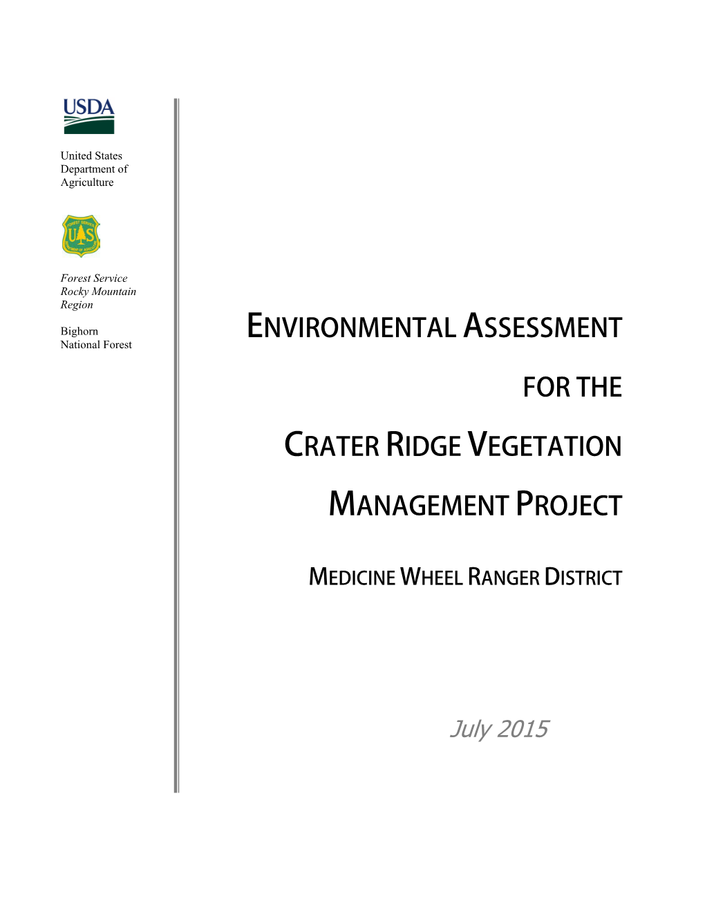 Environmental Assessment for the Crater Ridge Vegetation Management Project