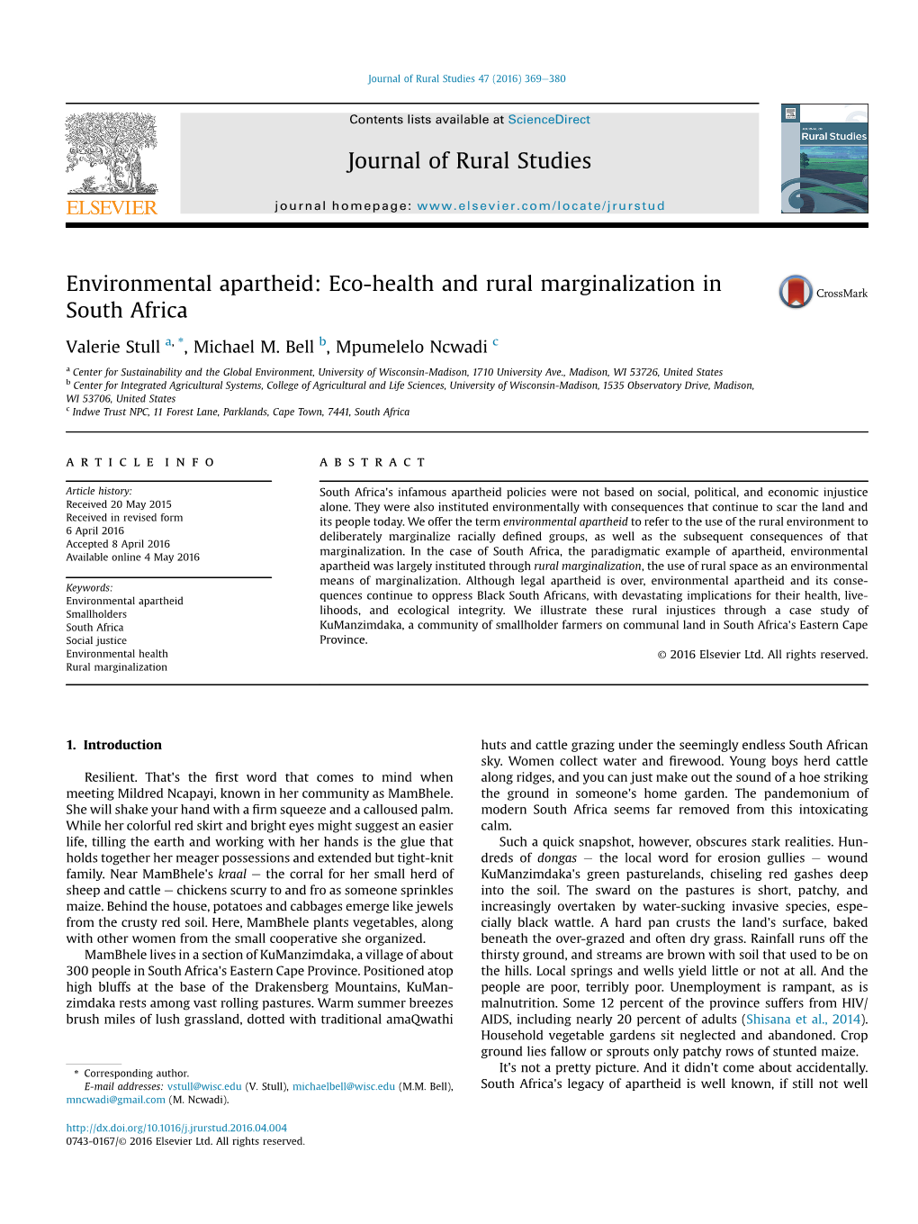 Environmental Apartheid: Eco-Health and Rural Marginalization in South Africa