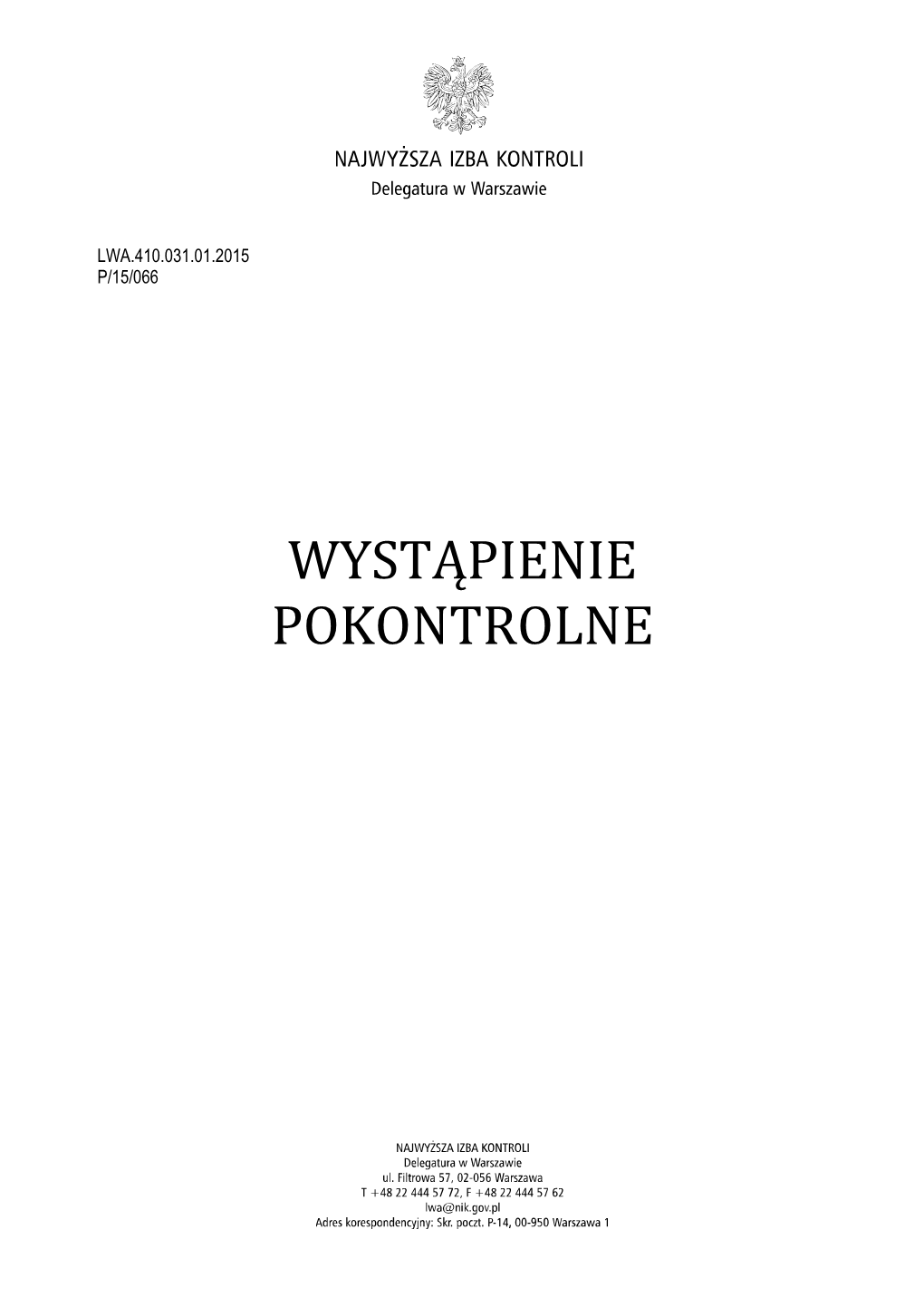 Wystąpienie Pokontrolne