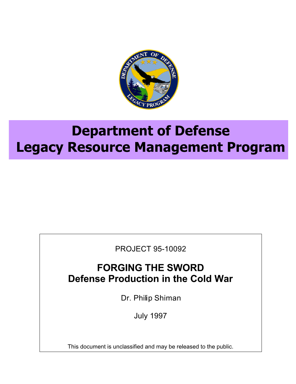 Department of Defense Legacy Resource Management Program