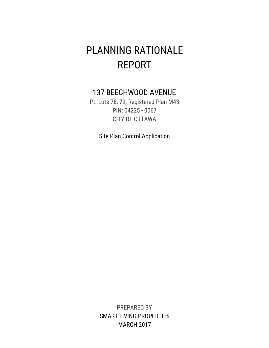 Planning Rationale Report